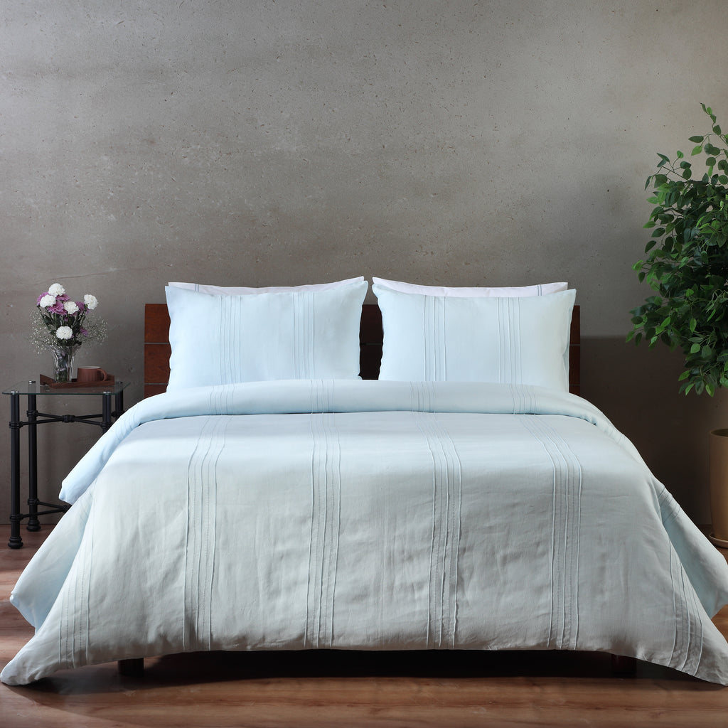 HEIRLOOM 100% PURE LINEN DUVET COVER SET - GLACIER BLUE