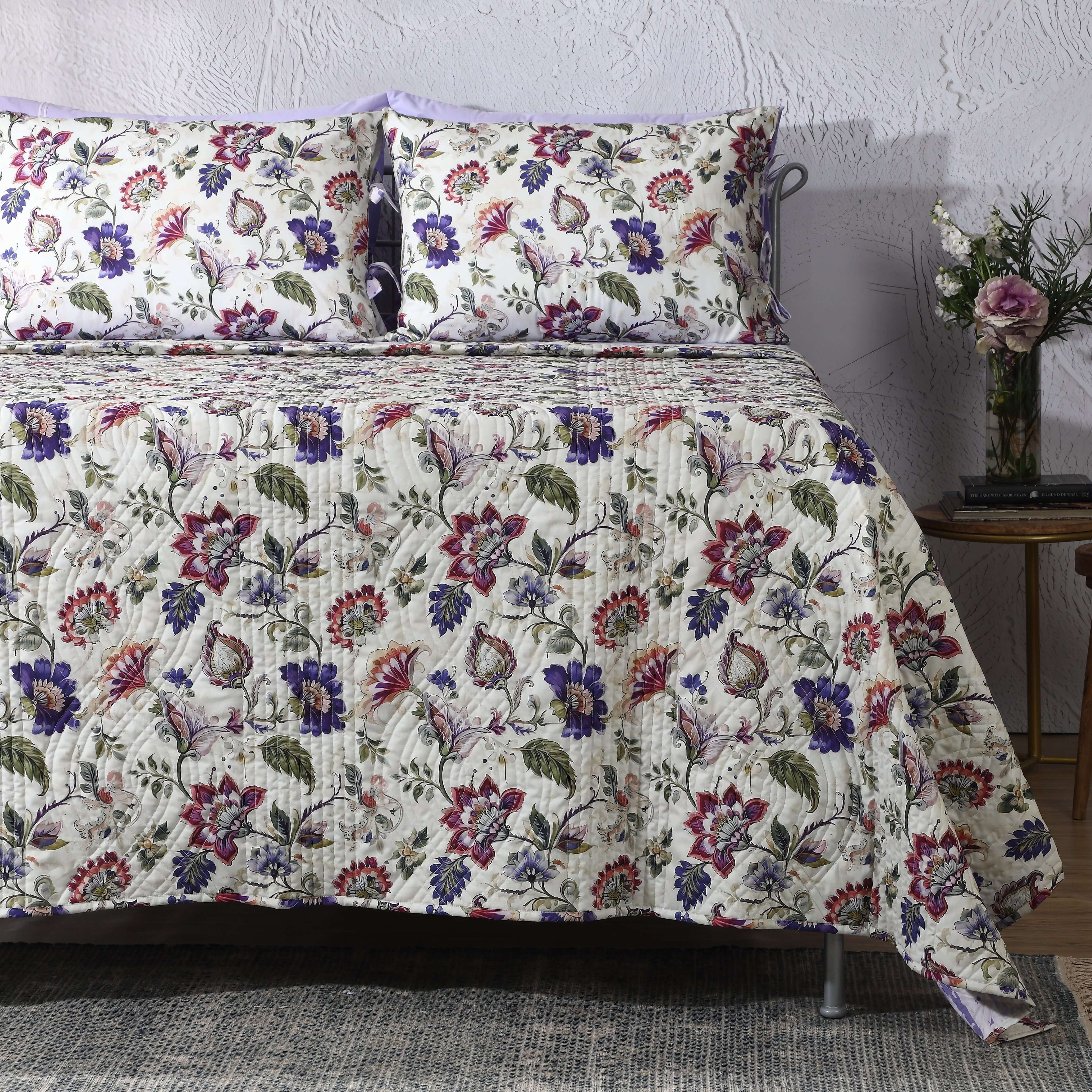 LAVENDER FIELDS PERCALE REVERSIBLE DOHAR SET