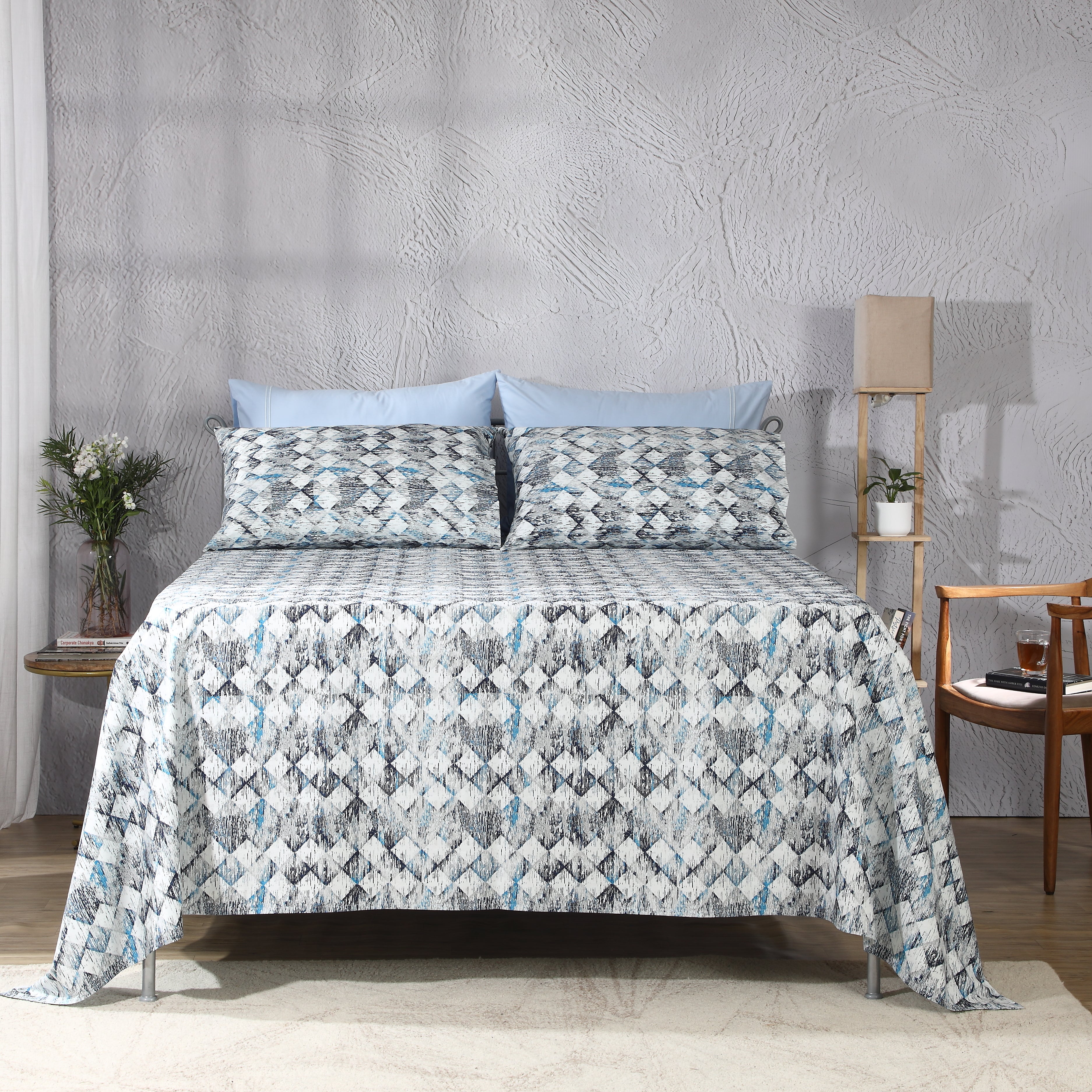 200TC PERCALE ORGANIC PRINTED SHEET SET - FLINT