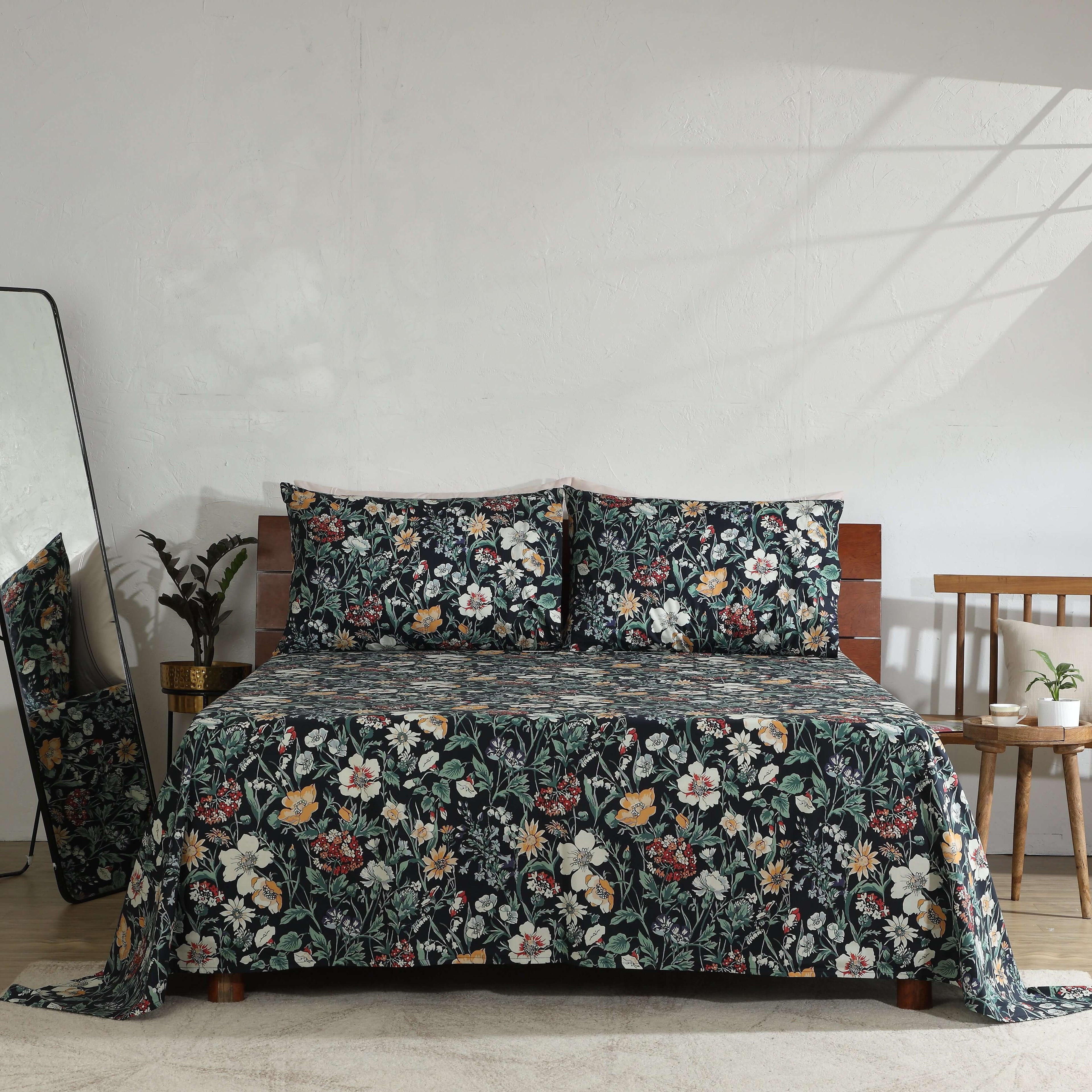 200TC PERCALE ORGANIC PRINTED SHEET SET - ADRIANA BLACK