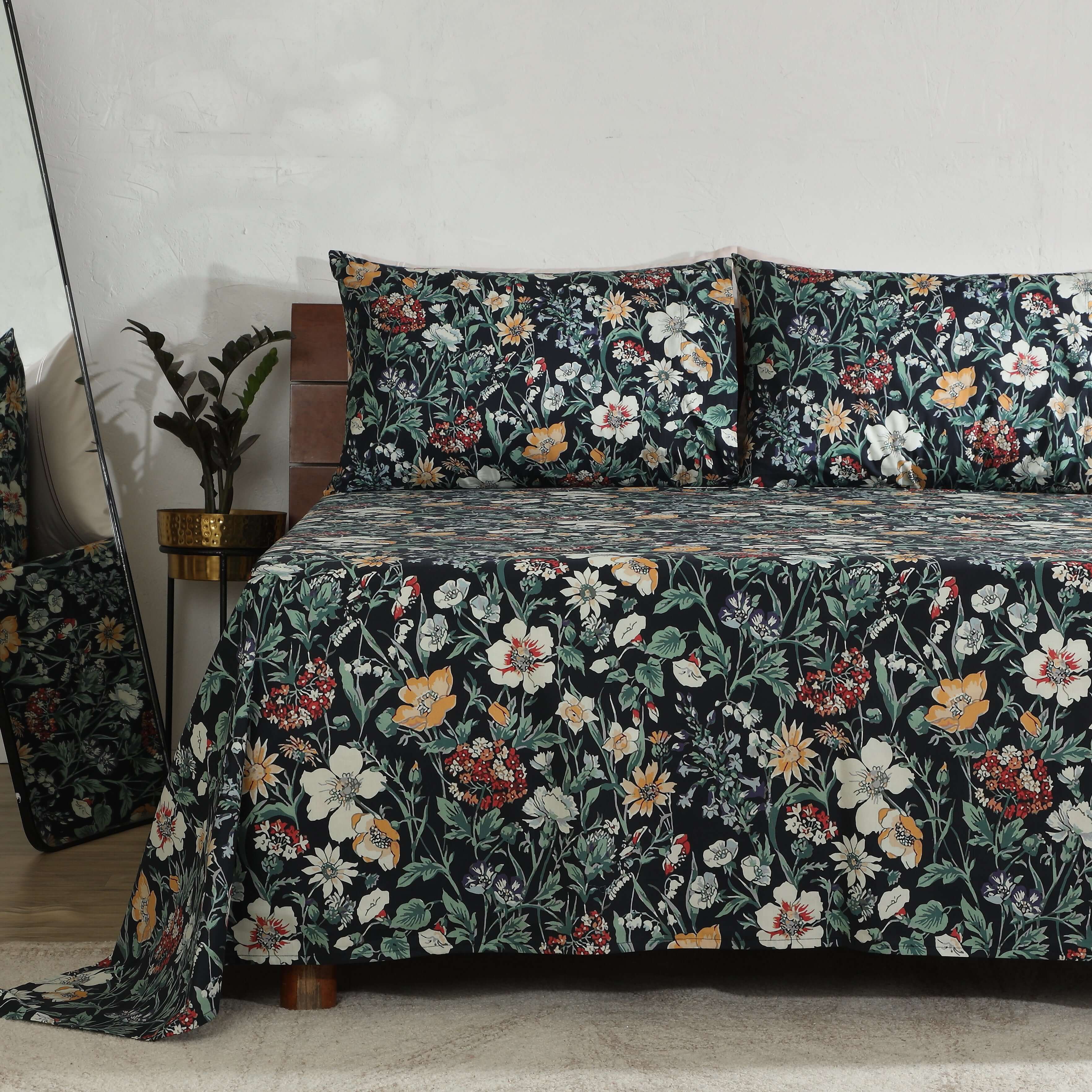 200TC PERCALE ORGANIC PRINTED SHEET SET - ADRIANA BLACK