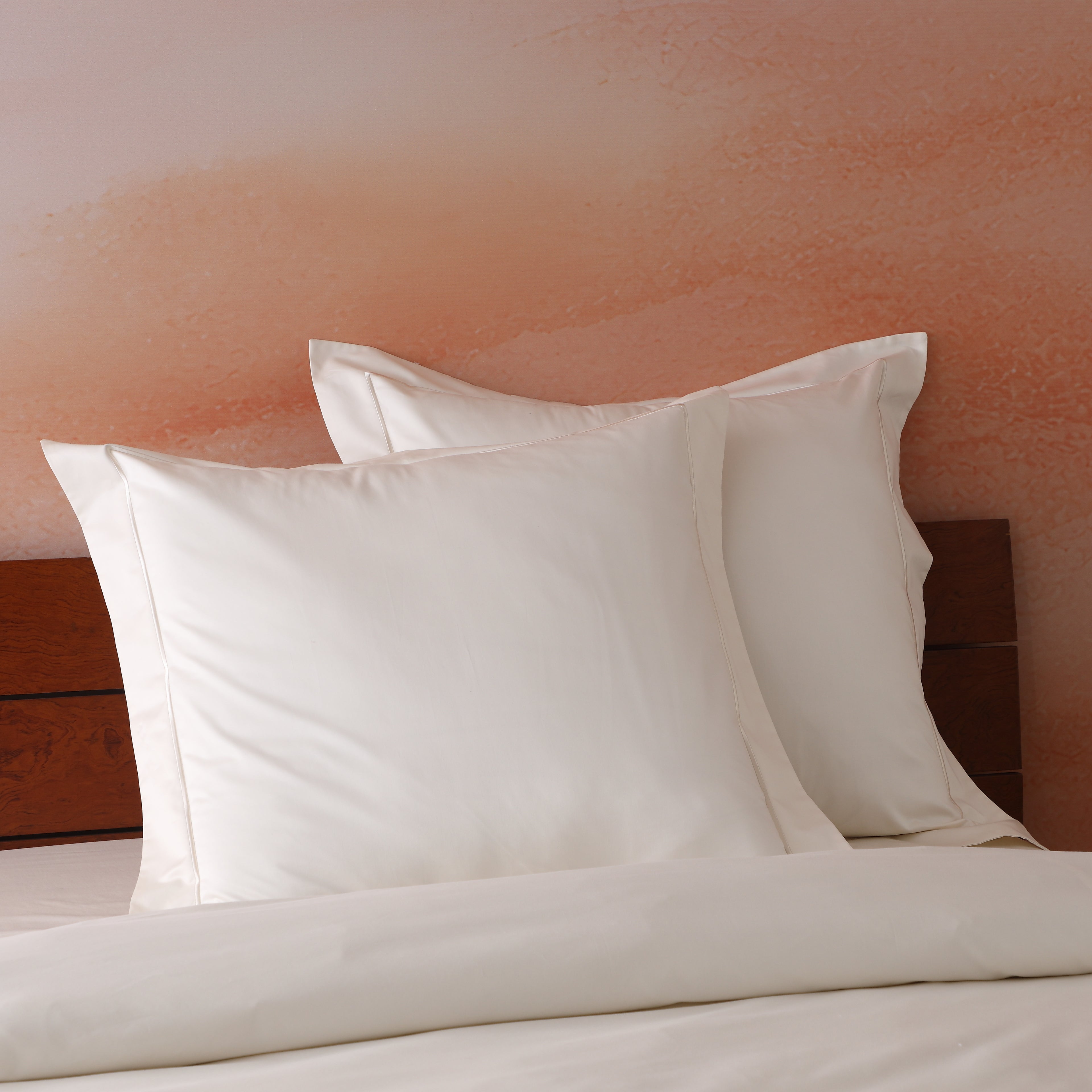 ORGANIC COTTON 600TC EURO EMBROIDERED IVORY PILLOWCASE SET