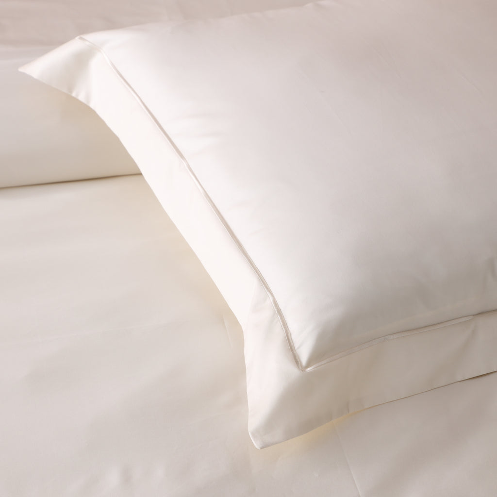ORGANIC COTTON 600TC EURO EMBROIDERED IVORY PILLOWCASE SET