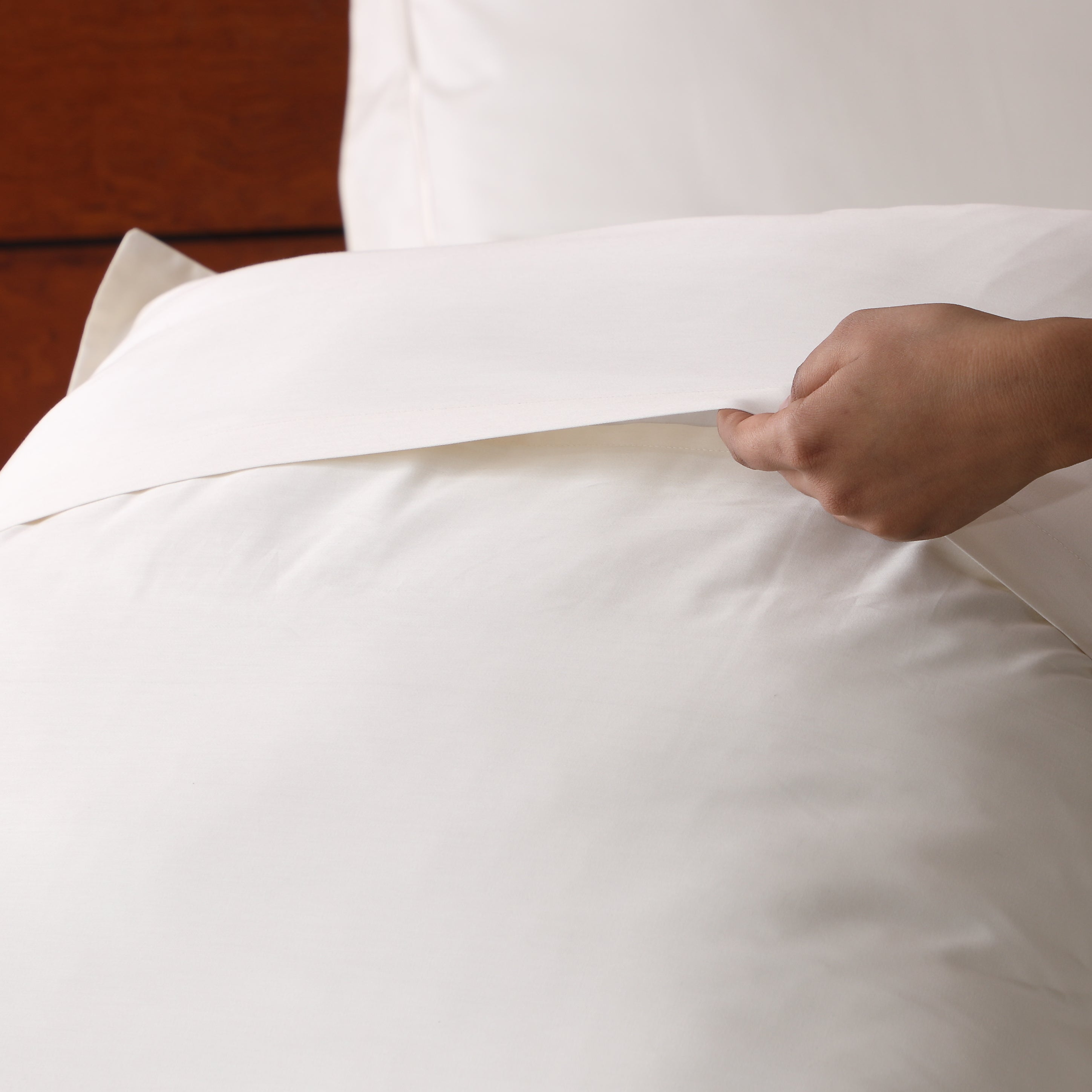 ORGANIC COTTON 600TC EURO EMBROIDERED IVORY PILLOWCASE SET