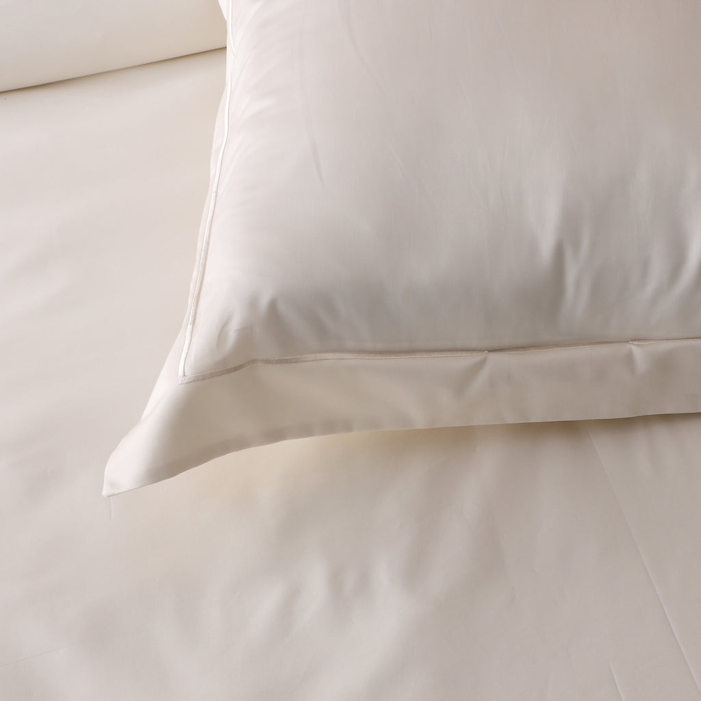 ORGANIC COTTON 600TC EURO EMBROIDERED IVORY PILLOWCASE SET