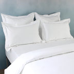 White 1000 TC organic cotton Oxford pillowcase with cord embroidery detail all around – envelope closure, polished and tailored finish