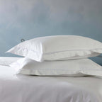 Soft white organic cotton embroidered pillowcase set with double embroidery detail – 1000 TC organic cotton, 50x75cm, Whites of London India
