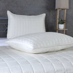Ivory bamboo cotton sham from the bedspread set – smooth, hypoallergenic 60/40 bamboo cotton blend with quilted detail, Whites of London Indi
