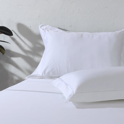 ORGANIC COTTON 600 TC EMBROIDERED WHITE SHEET SET