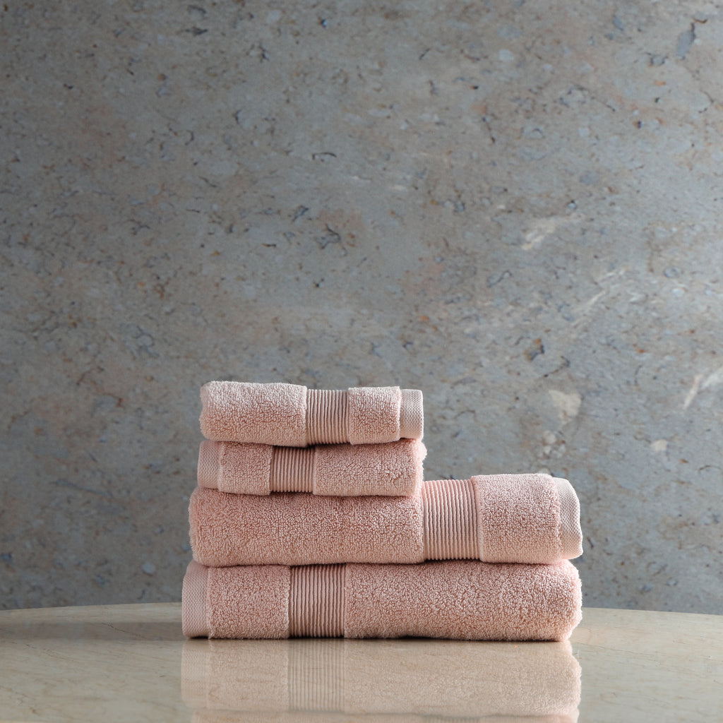 ORGANIC COTTON 650 GSM FACE & HAND TOWEL SET  - PALE BLUSH