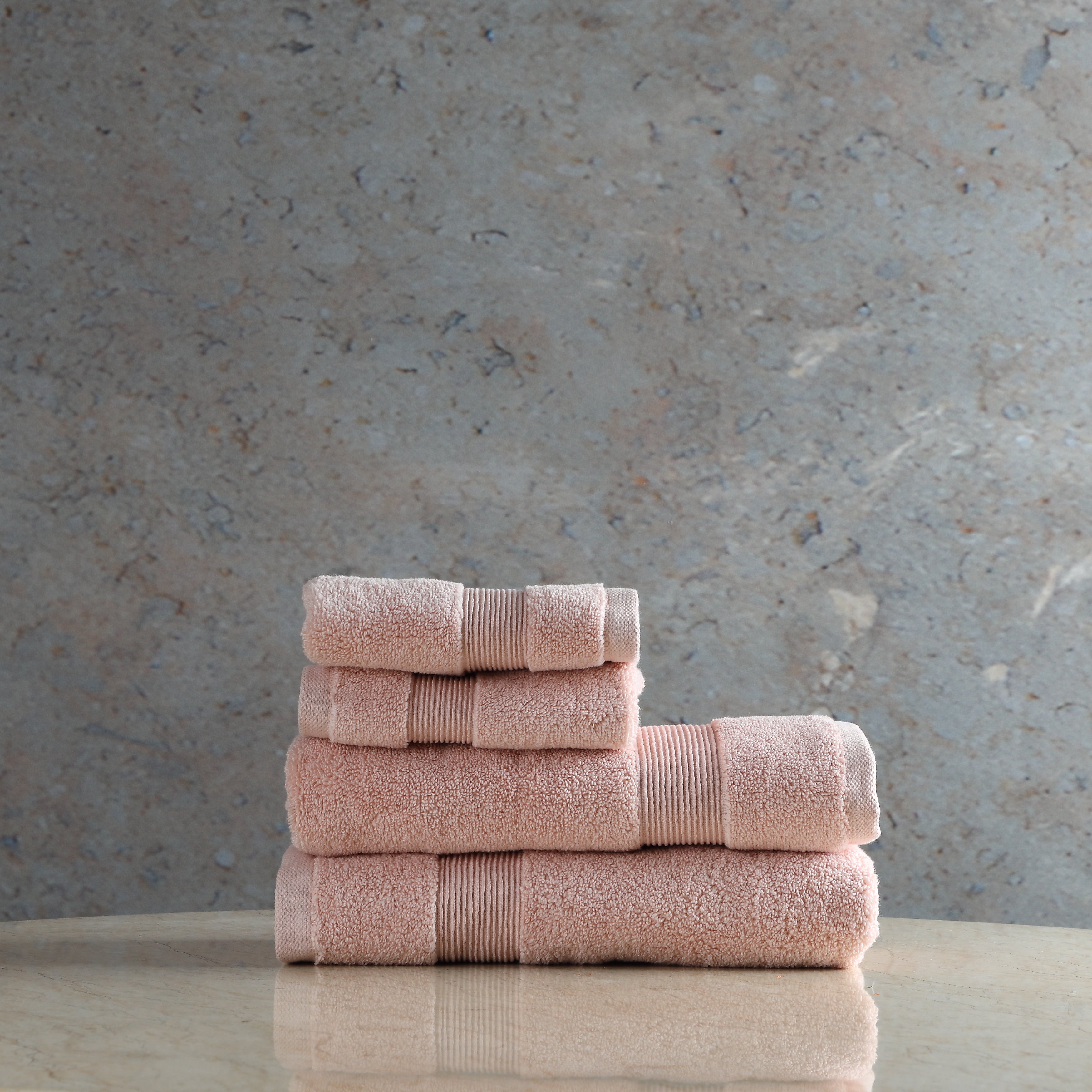 ORGANIC COTTON 650 GSM FACE & HAND TOWEL SET  - PALE BLUSH