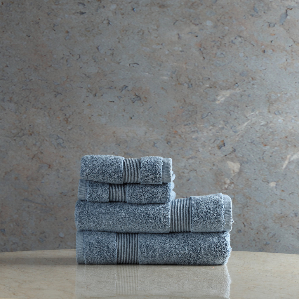 ORGANIC COTTON 650 GSM FACE & HAND TOWEL SET  - DENIM