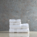 ORGANIC COTTON 650 GSM FACE & HAND TOWEL SET  - PEARL WHITE