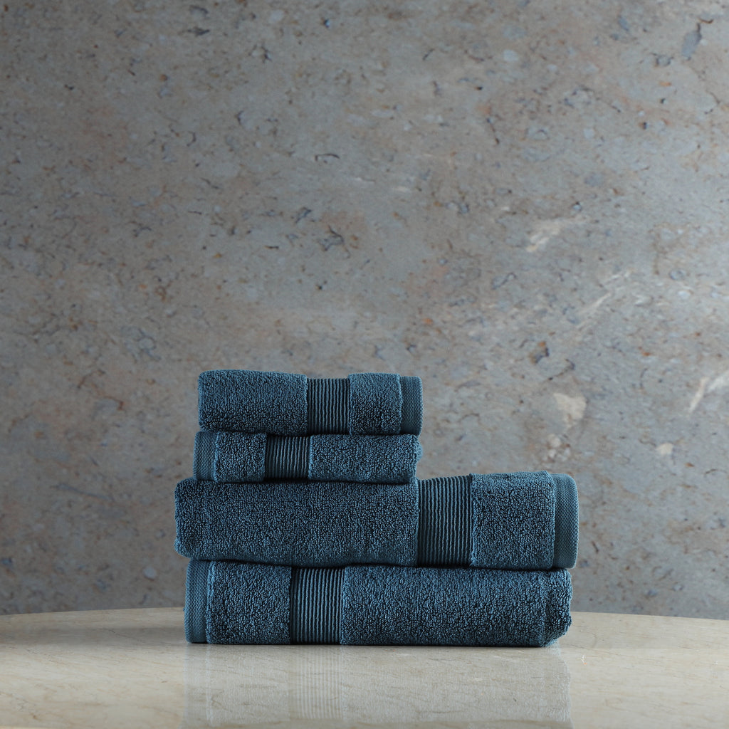 ORGANIC COTTON 650 GSM FACE & HAND TOWEL SET  - PEACOCK