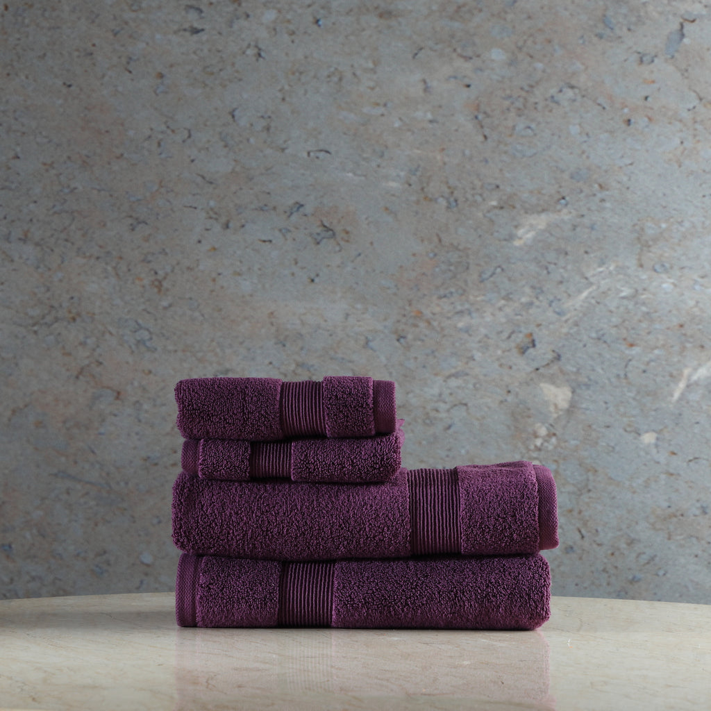 ORGANIC COTTON 650 GSM FACE & HAND TOWEL SET  - ITALIAN PLUM