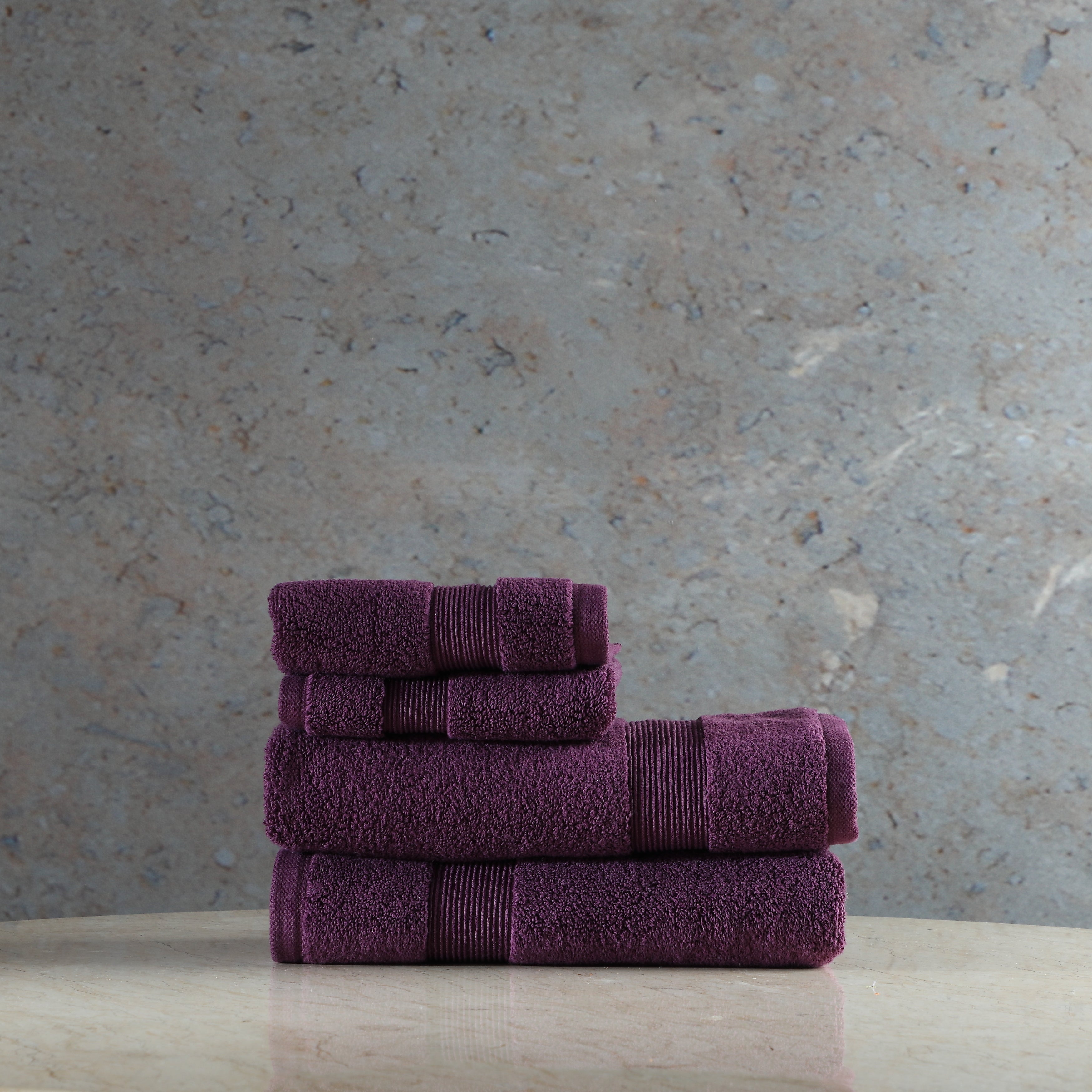 ORGANIC COTTON 650 GSM FACE & HAND TOWEL SET  - ITALIAN PLUM