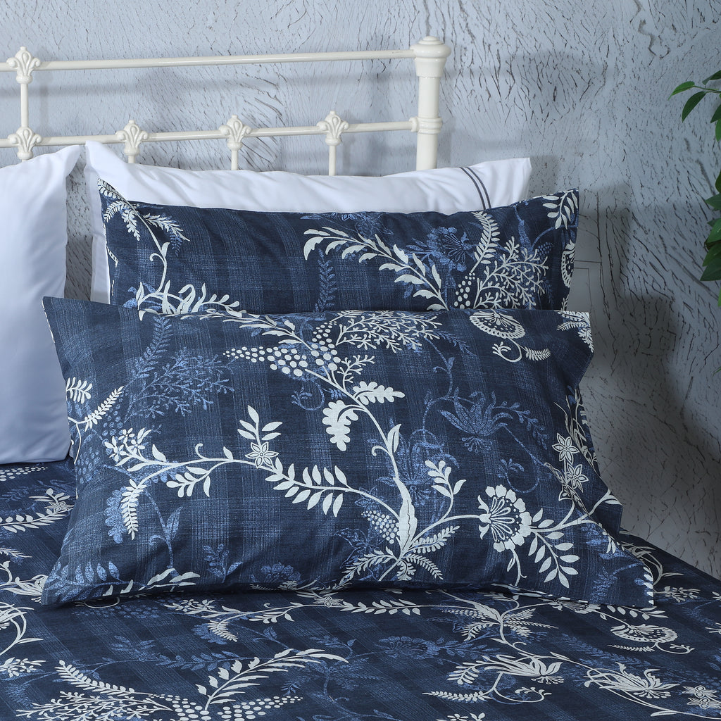 ORGANIC COTTON 200TC PERCALE PRINTED SHEET SET - MIDNIGHT FOREST
