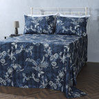 ORGANIC COTTON 200TC PERCALE PRINTED SHEET SET - MIDNIGHT FOREST