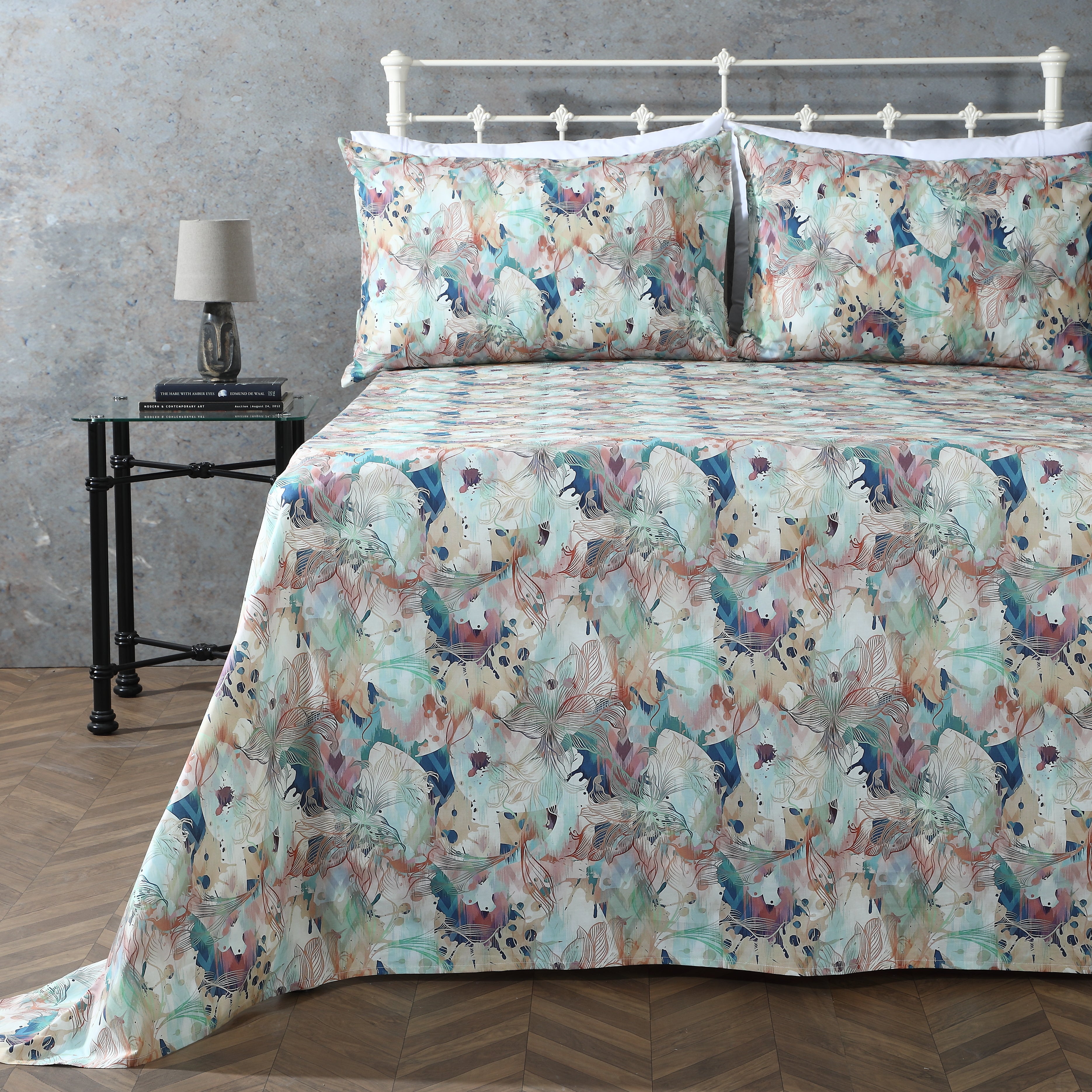 ORGANIC COTTON 200TC PERCALE PRINTED SHEET SET - FLORENTINE