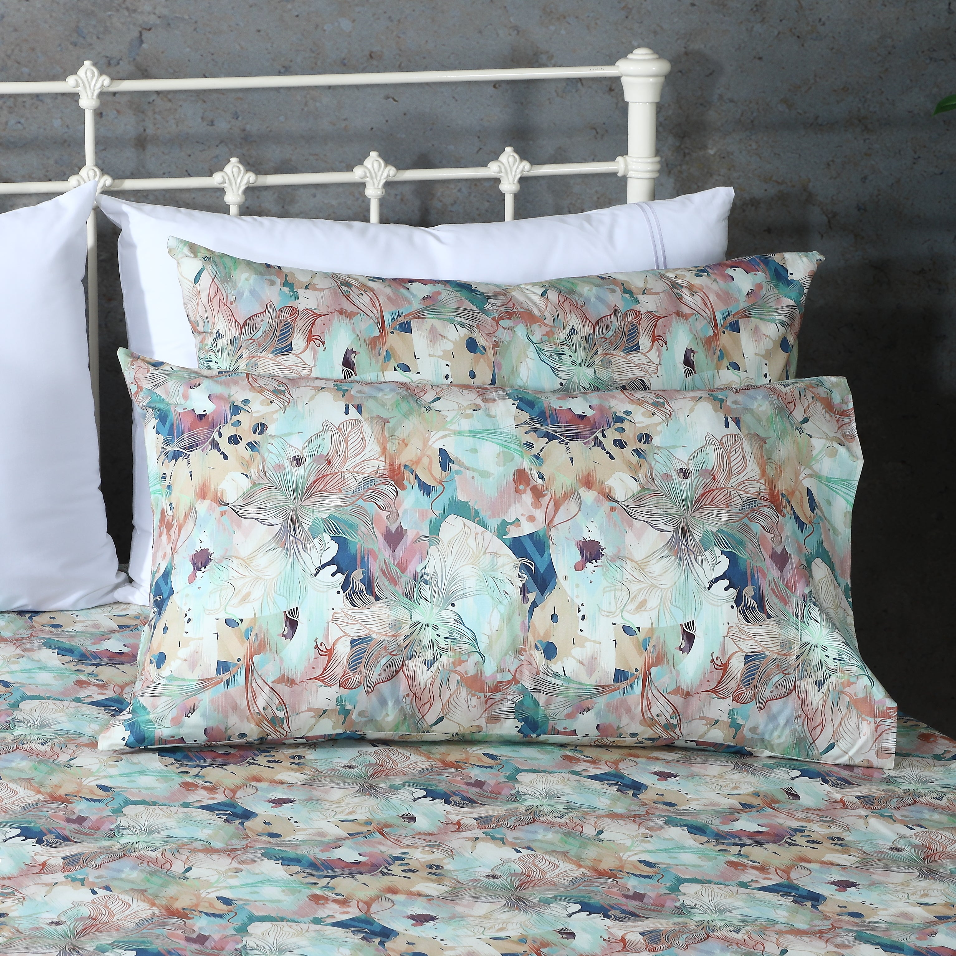 ORGANIC COTTON 200TC PERCALE PRINTED SHEET SET - FLORENTINE