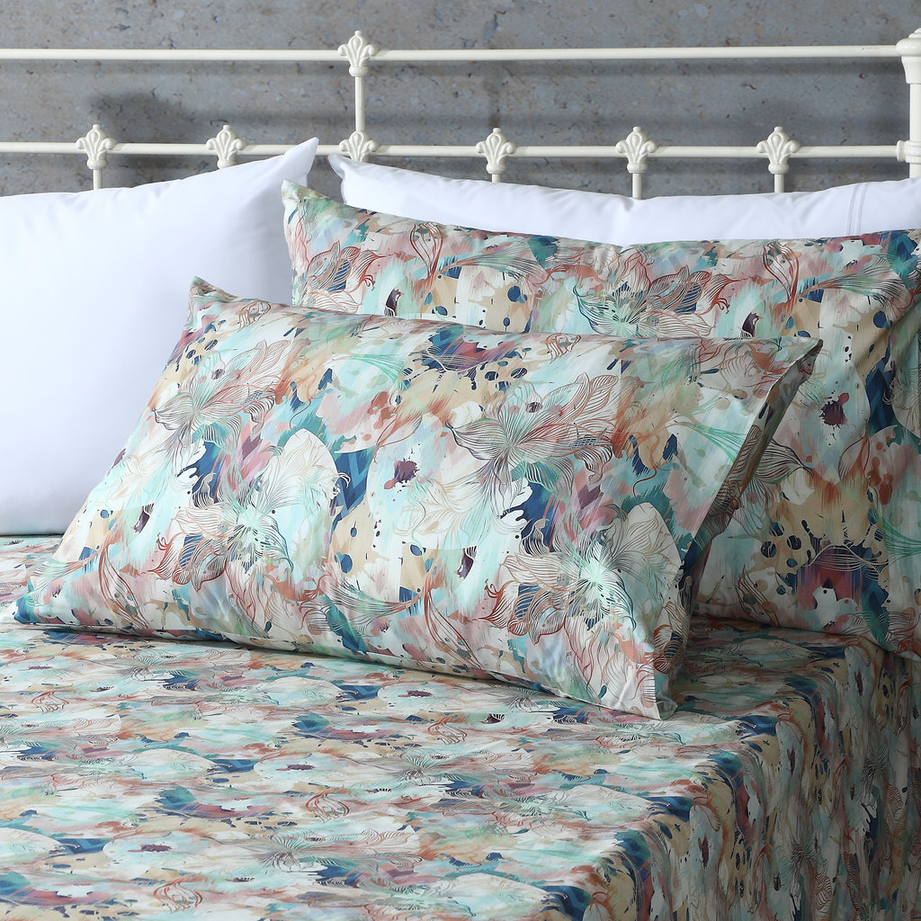 ORGANIC COTTON 200TC PERCALE PRINTED SHEET SET - FLORENTINE