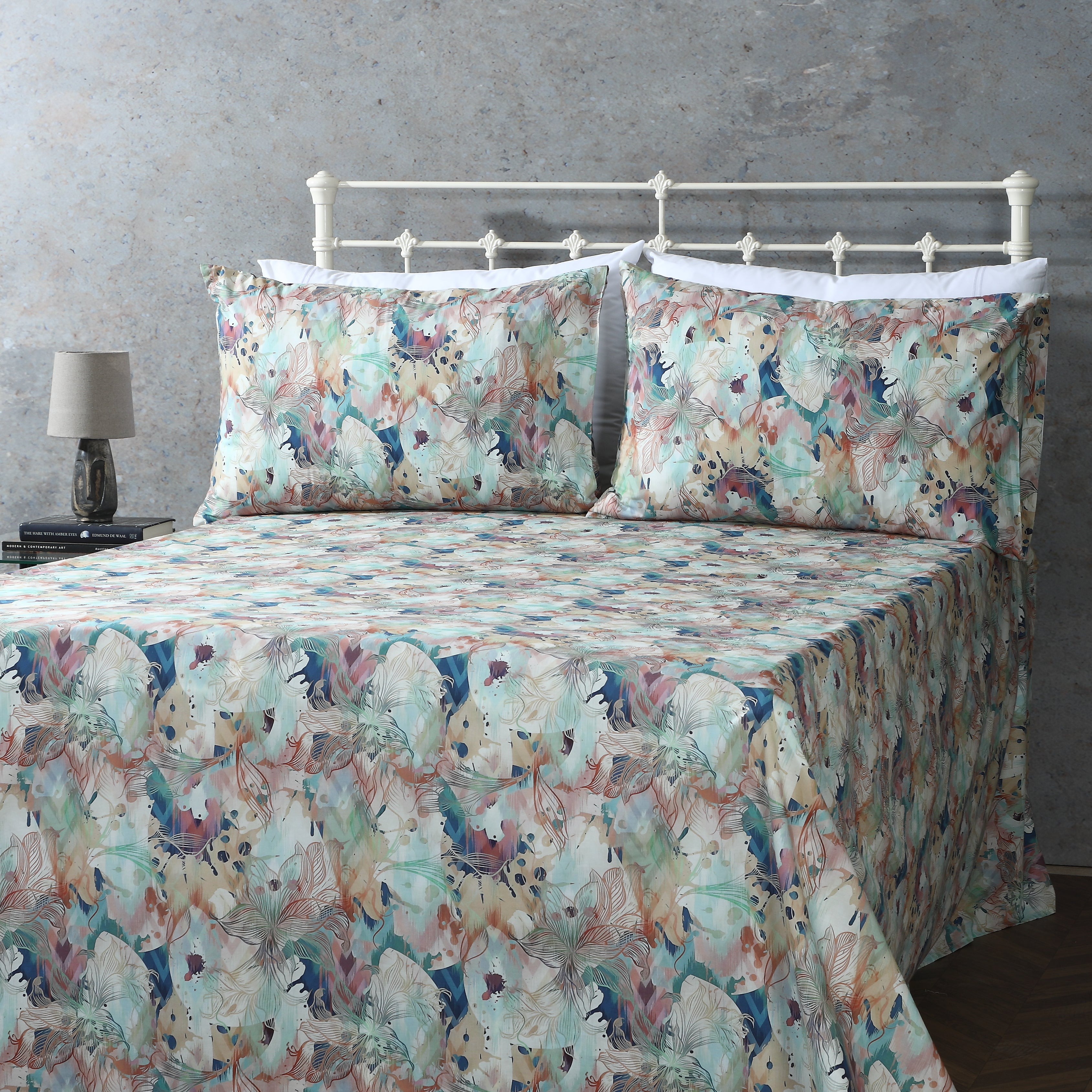 ORGANIC COTTON 200TC PERCALE PRINTED SHEET SET - FLORENTINE