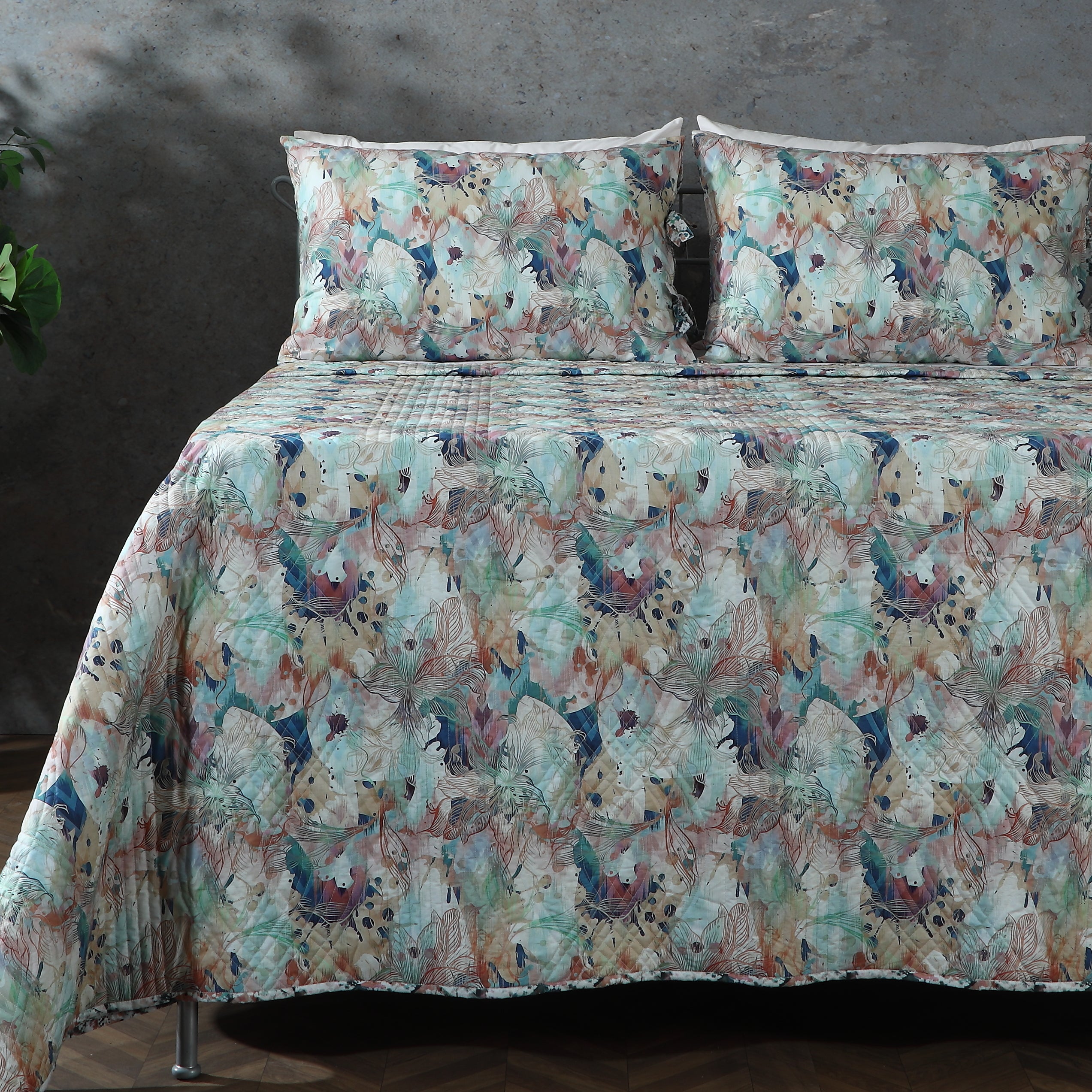 COTTON PERCALE REVERSIBLE DOHAR SET - FLORENTINE