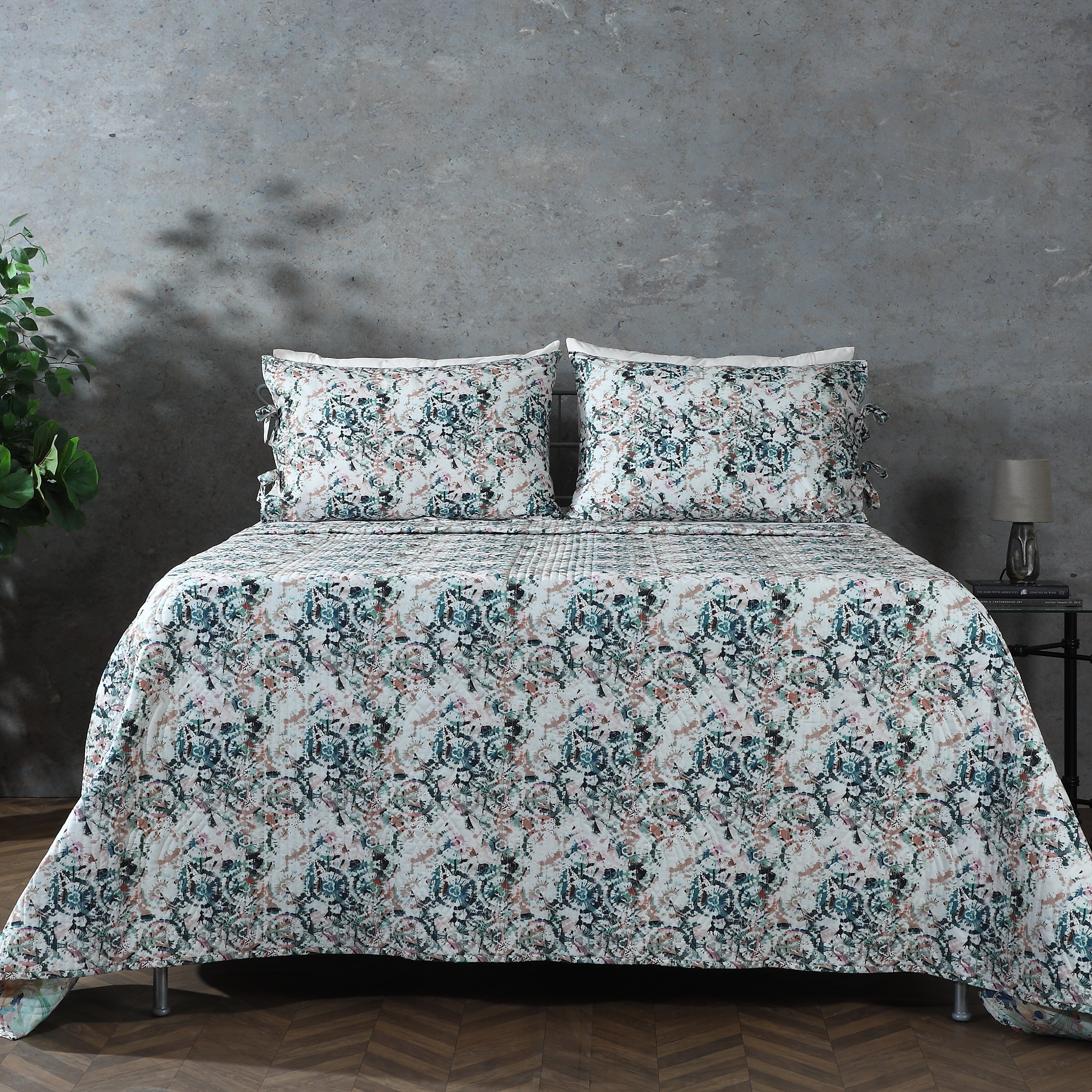 COTTON PERCALE REVERSIBLE DOHAR SET - FLORENTINE