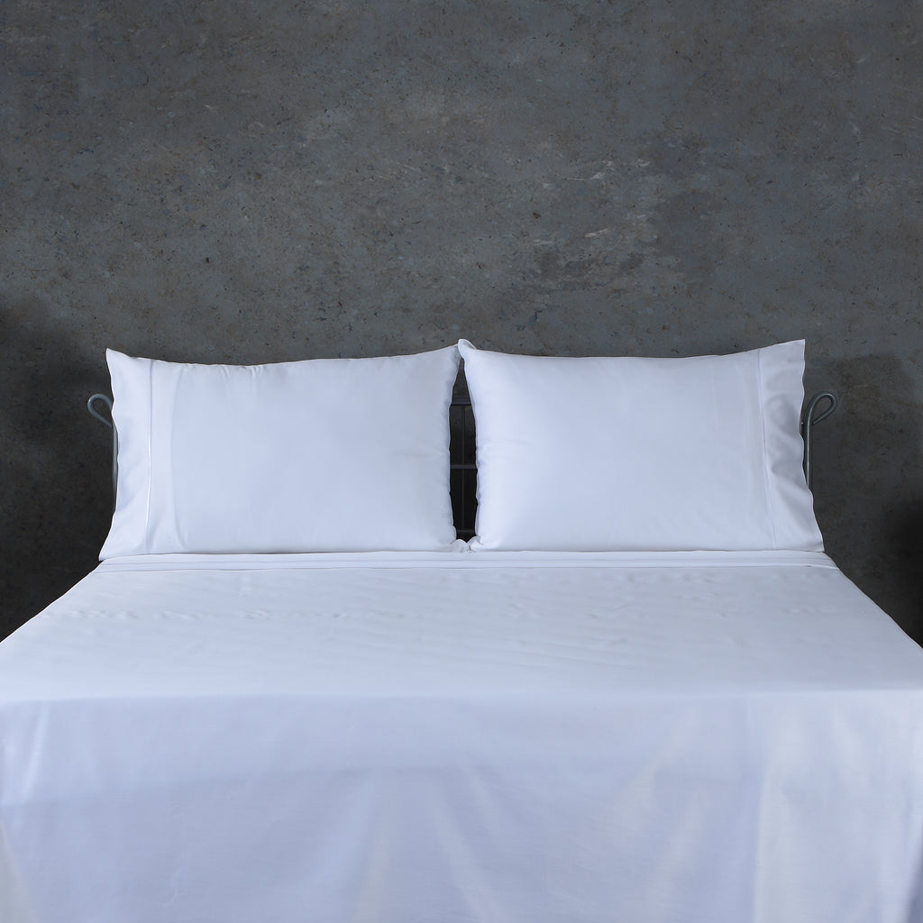 BAMBOO COTTON 300TC EMBROIDERED SHEET SET - WHITE