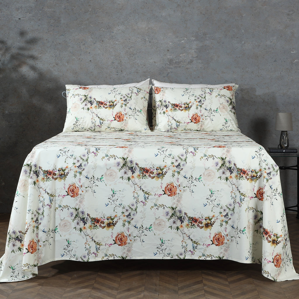 ORGANIC COTTON 200TC PERCALE PRINTED SHEET SET - EDWINA