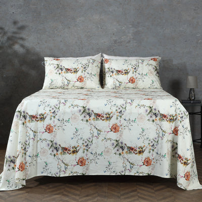 ORGANIC COTTON 200TC PERCALE PRINTED SHEET SET - EDWINA