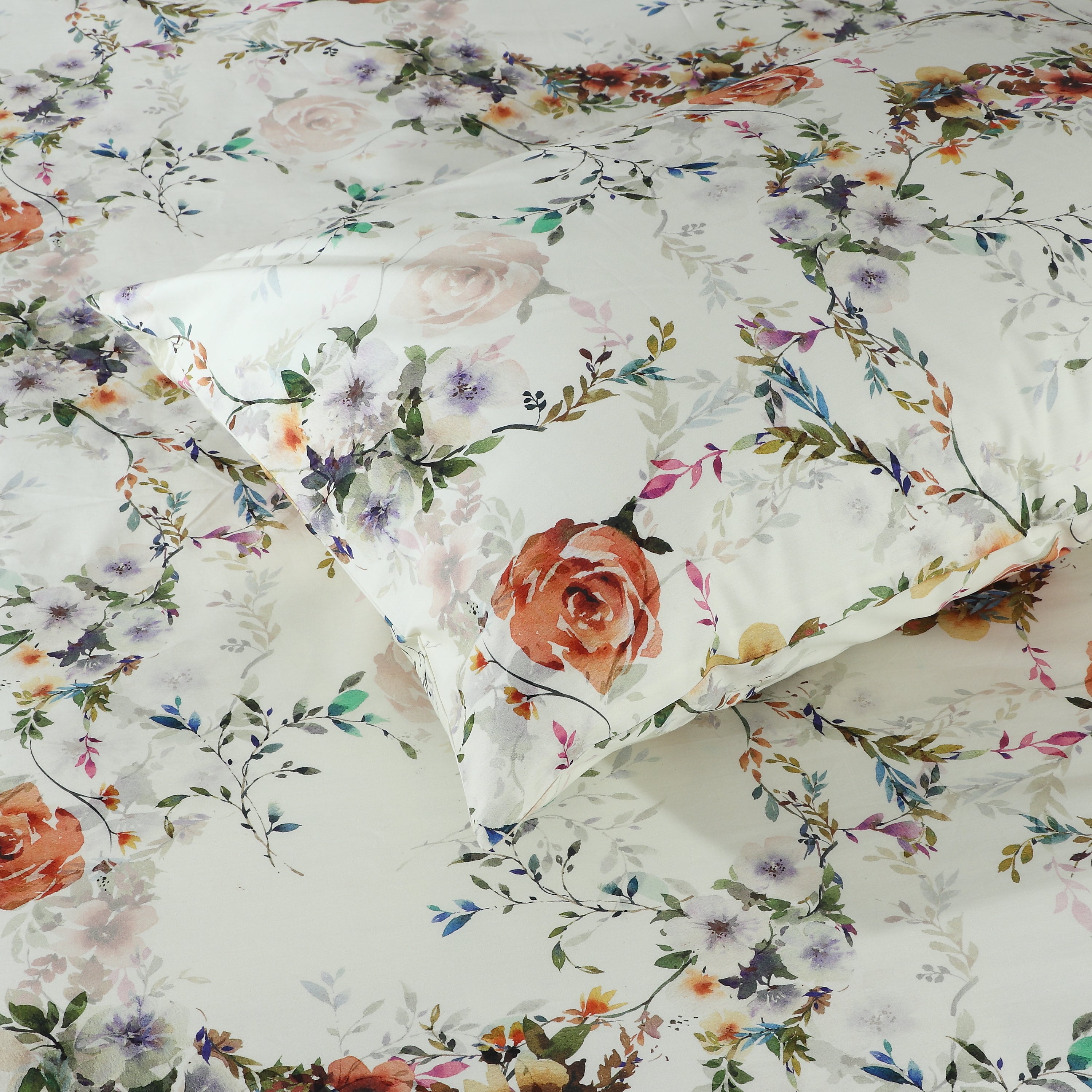 ORGANIC COTTON 200TC PERCALE PRINTED SHEET SET - EDWINA