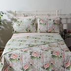 COTTON REVERSIBLE BEDSPREAD SET - WHISPERING ROSE