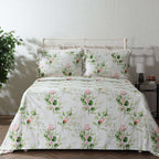 COTTON REVERSIBLE BEDSPREAD SET - WHISPERING ROSE