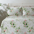 COTTON REVERSIBLE BEDSPREAD SET - WHISPERING ROSE