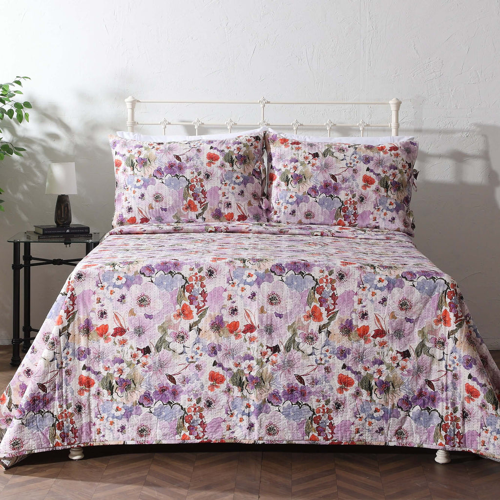 COTTON REVERSIBLE BEDSPREAD SET - FLUTTER