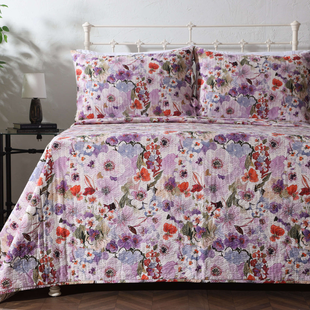 COTTON REVERSIBLE BEDSPREAD SET - FLUTTER