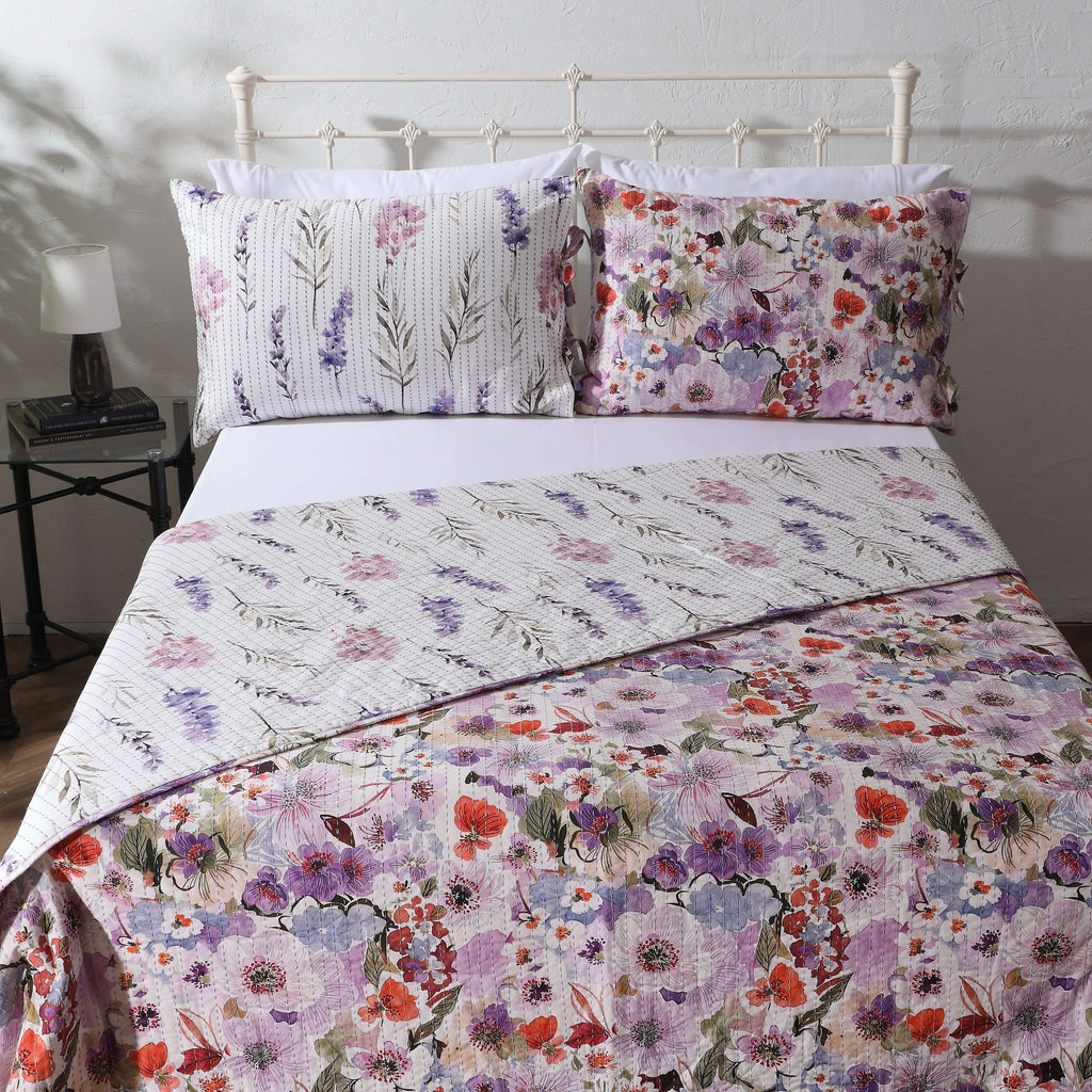 COTTON REVERSIBLE BEDSPREAD SET - FLUTTER