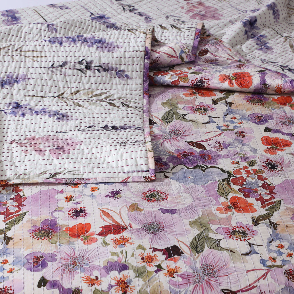 COTTON REVERSIBLE BEDSPREAD SET - FLUTTER
