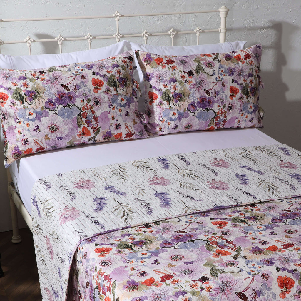 COTTON REVERSIBLE BEDSPREAD SET - FLUTTER