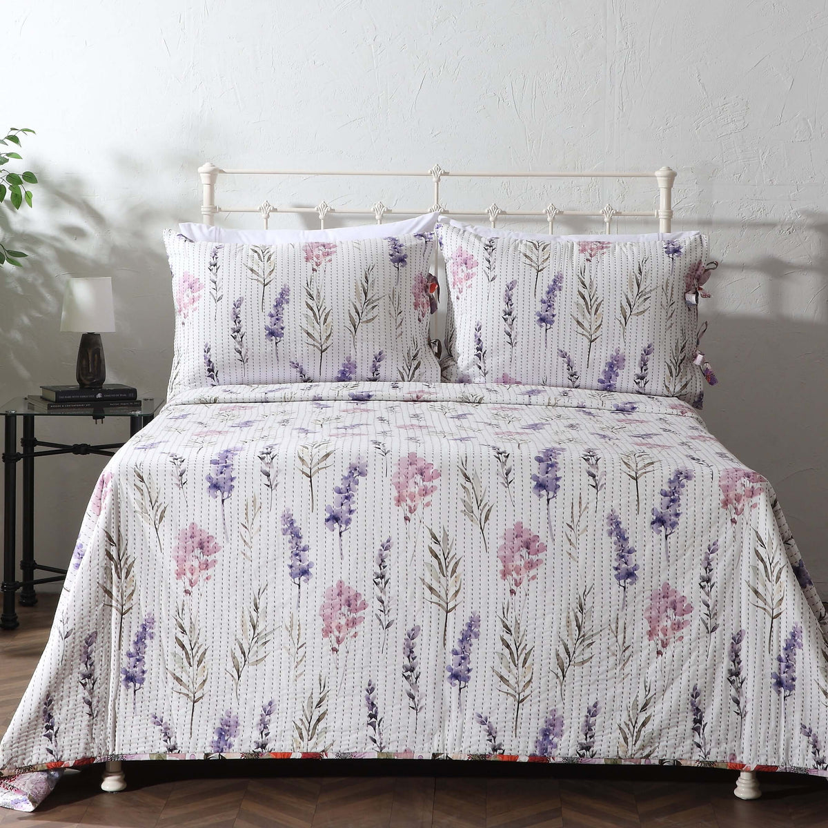 COTTON REVERSIBLE BEDSPREAD SET - FLUTTER