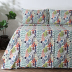 COTTON REVERSIBLE BEDSPREAD SET - BOTANICAL BLISS