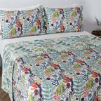 COTTON REVERSIBLE BEDSPREAD SET - BOTANICAL BLISS