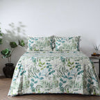 COTTON REVERSIBLE BEDSPREAD SET - BOTANICAL BLISS