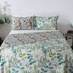COTTON REVERSIBLE BEDSPREAD SET - BOTANICAL BLISS