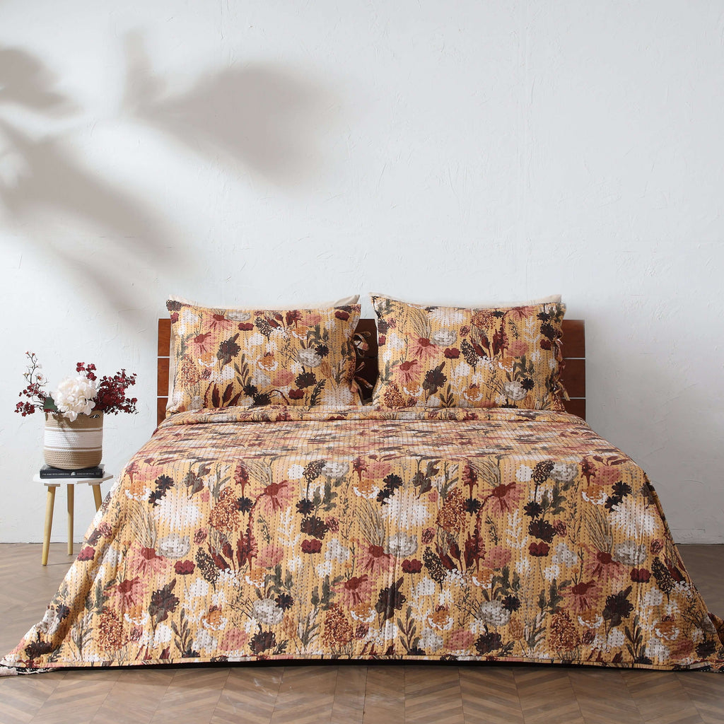 COTTON REVERSIBLE BEDSPREAD SET - EMBER GARDEN