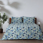 COTTON REVERSIBLE BEDSPREAD SET - GARDENIA