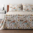 BAMBOO COTTON 300TC PRINTED SHEET SET - MEADOW MIST