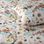 BAMBOO COTTON 300TC PRINTED FITTED SHEET SET - MEADOW MIST