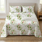 ORGANIC COTTON 200TC PERCALE PRINTED SHEET SET - RAMBLING ROSE